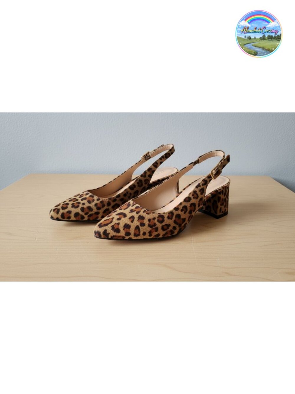 Pointed Toe Slingback Block Heel Pumps Faux Leather 2" Heel Low Mid Pump